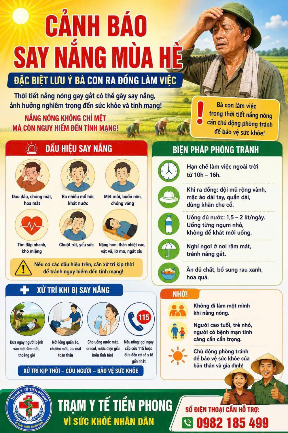 Cảnh báo nguy cơ say nắng,say nóng khi lao động ngoài trời.