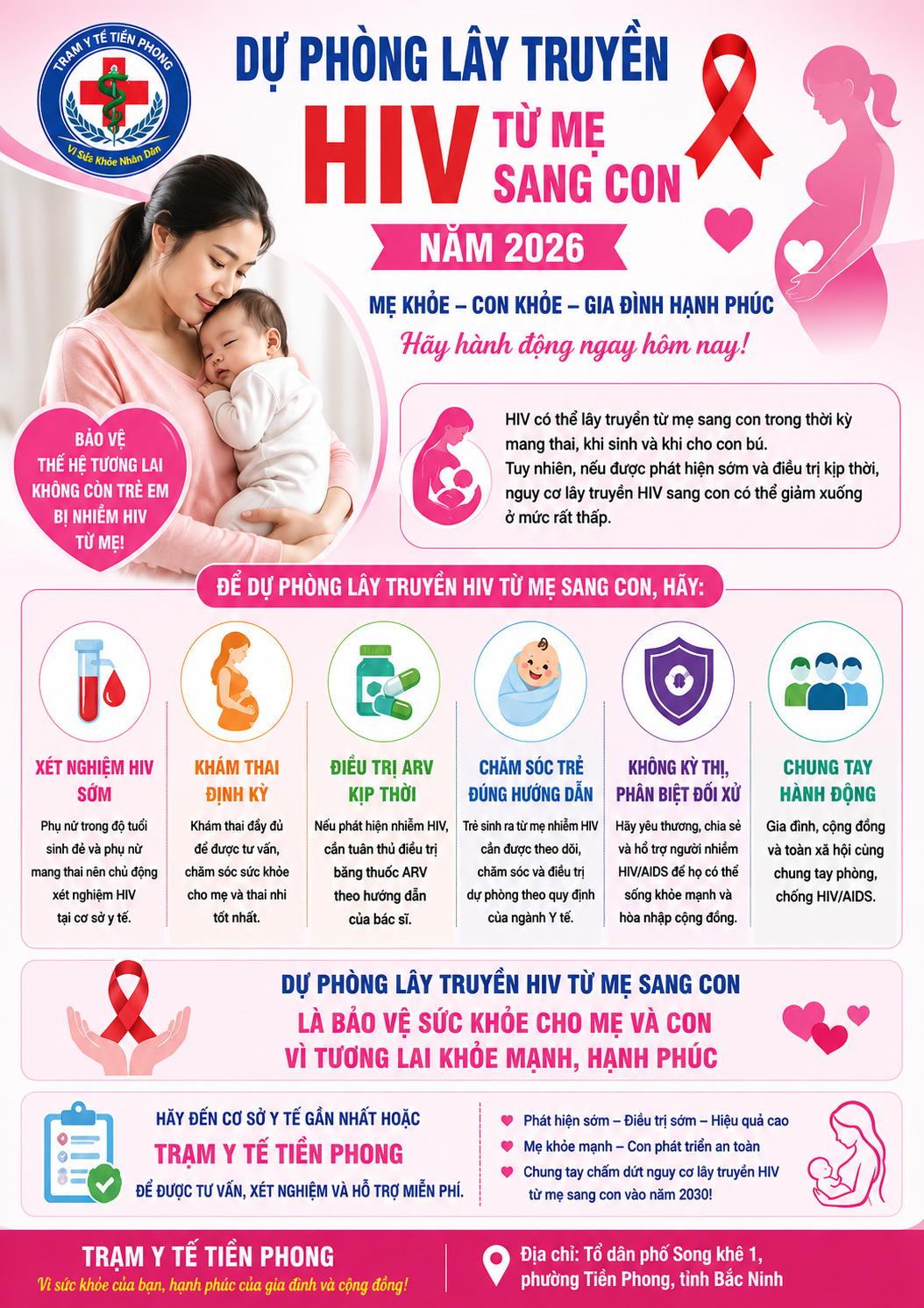 Bài truyền thông: Hưởng ứng tháng cao điểm dự phòng lây truyền HIV từ mẹ sang con năm 2026
