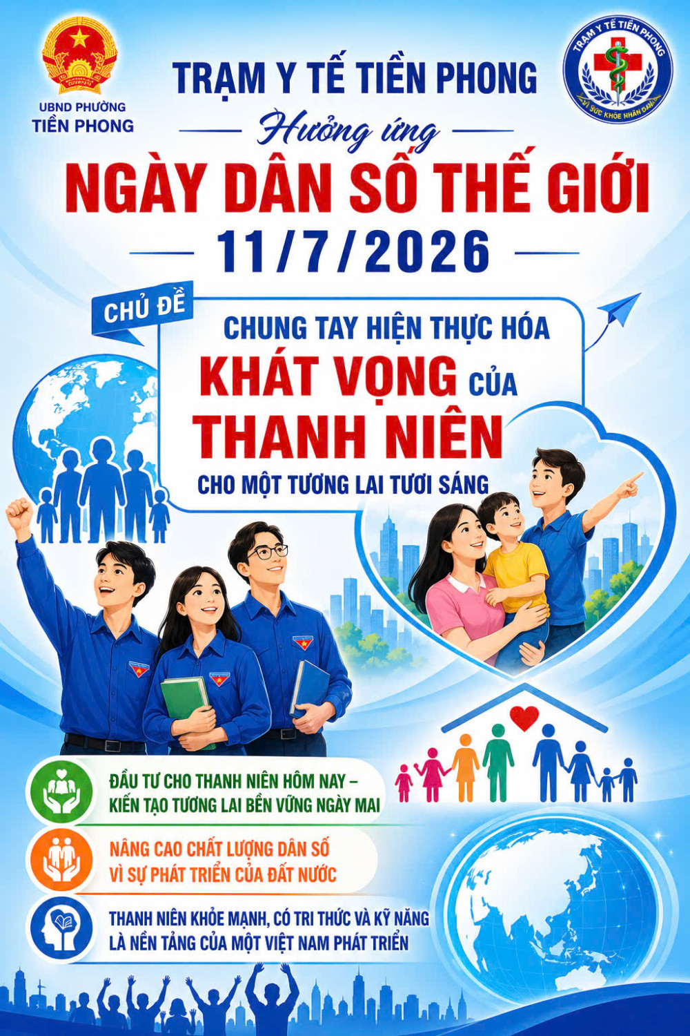 Trạm  Y tế Tiền Phong hưởng ứng ngày Dân số thế giới 11/7/2026